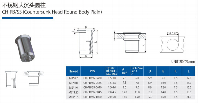 CSK HEAD ROUND BODY (STAINLESS STEEL)